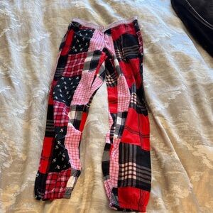 Victoria's Secret Kids Patchwork Pajama Bottoms - Red, Black, Pink
